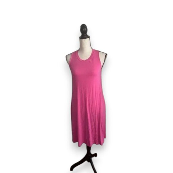 Time and Tru Neon Pink Casual Swim Cover Dress with Pockets - Picture 1 of 7